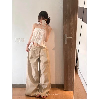 卡其色阔腿裤秋175加长高个子180