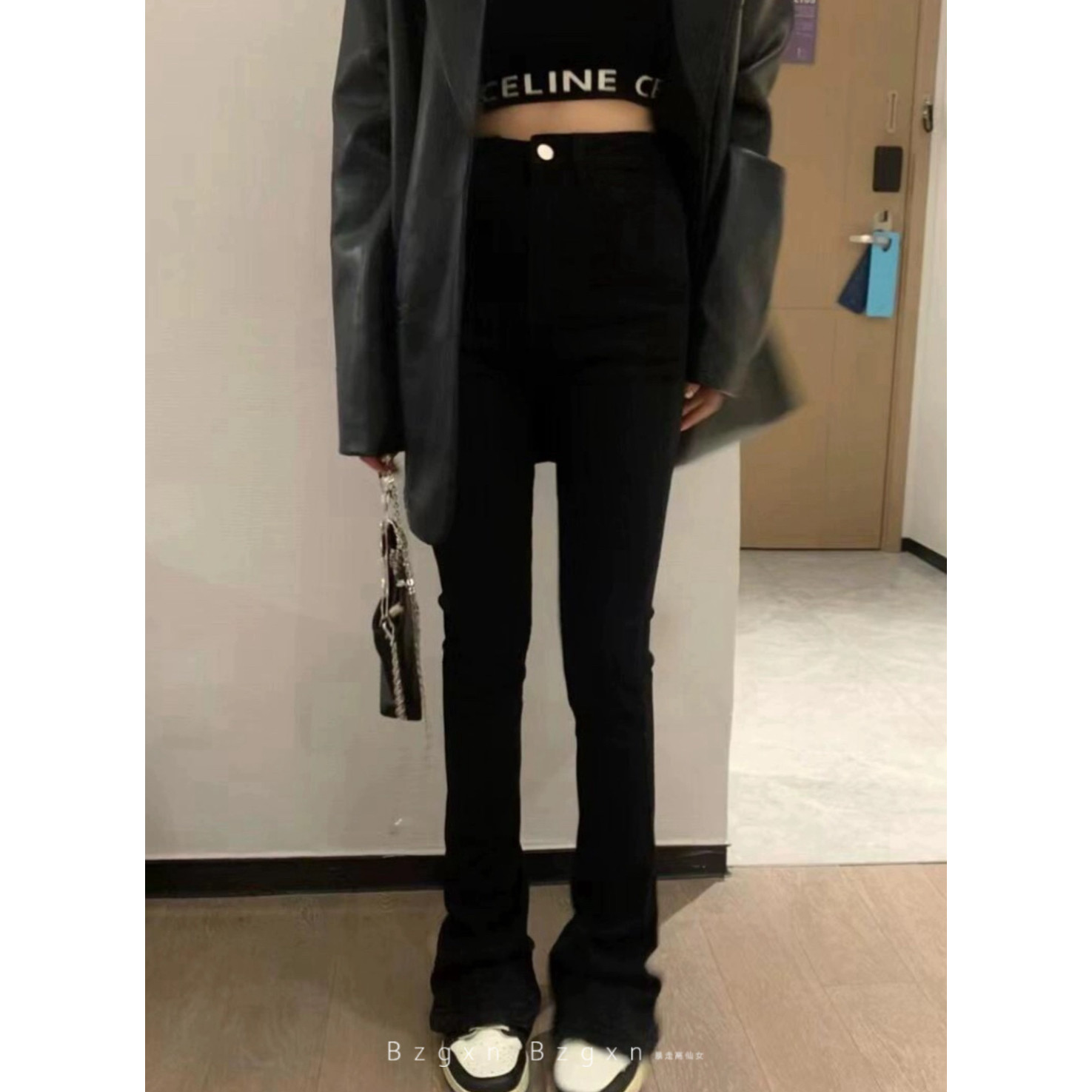暴走高仙女高个子加长黑色马蹄裤2026新款牛仔直筒微喇叭修身长裤