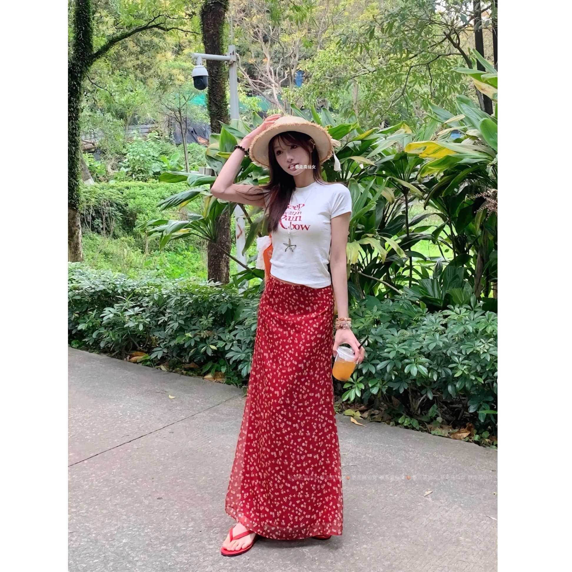 暴走高仙女175高个子加长碎花雪纺包臀半身裙女夏甜美显瘦180长裙