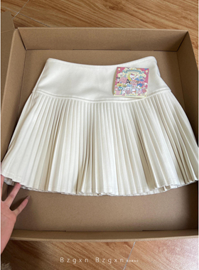 高个子加长甜辣妹白色毛呢半身裙女装秋冬防走光短裙高腰百褶a字