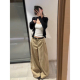 180加长拖地裤 暴走高仙女175高个子卡其色休闲裤 女宽松显瘦阔腿裤