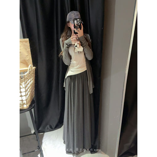 高个子灰色套装开衫女春季新款