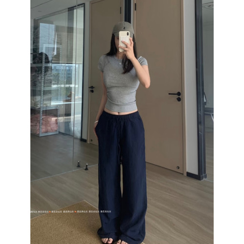 垂感棉麻阔腿裤高个子女生加长版