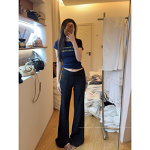 暴走高仙女175加长版高个子黑色低腰喇叭西装裤女夏薄款垂感拖地