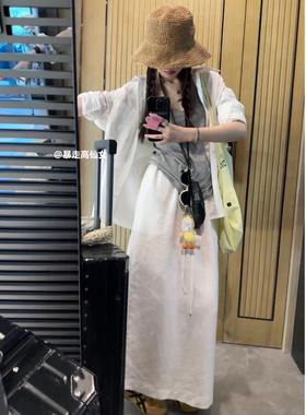 暴走高仙女高个子白色早春棉麻半身裙高腰加长直筒a字半裙亚麻裙