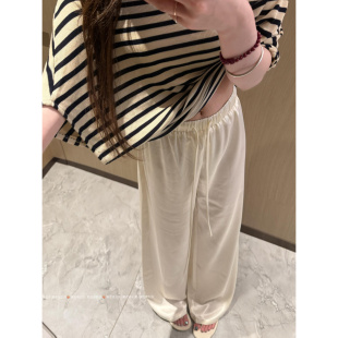 暴走高仙女高个子加长抽绳丝滑休闲裤 2026春夏凉感缎面180拖地裤