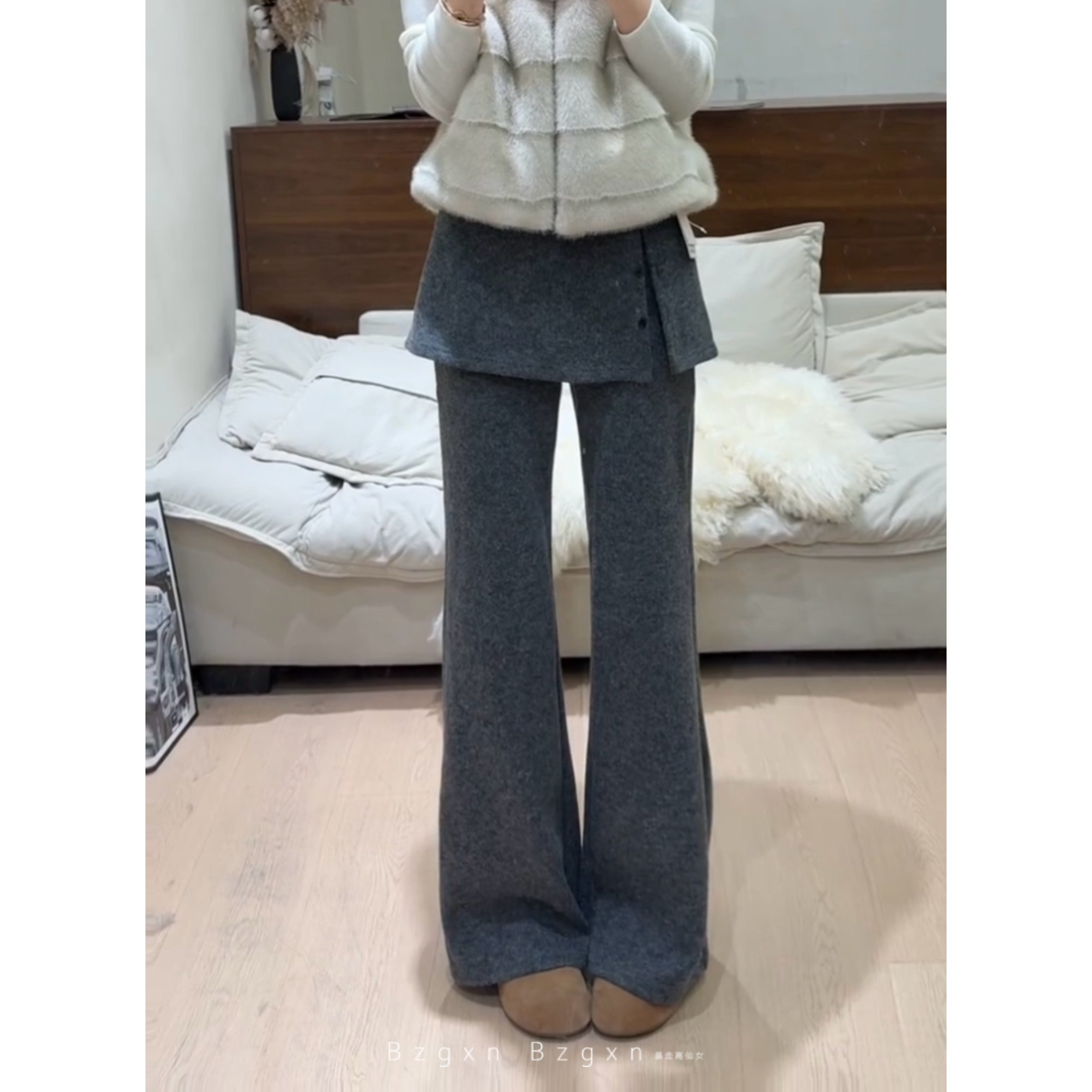 加绒毛呢微喇裤175加长高个子180