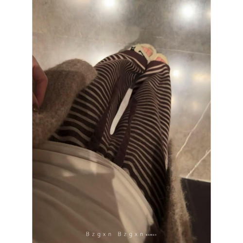 高个子加长180秋冬条纹阔腿裤女