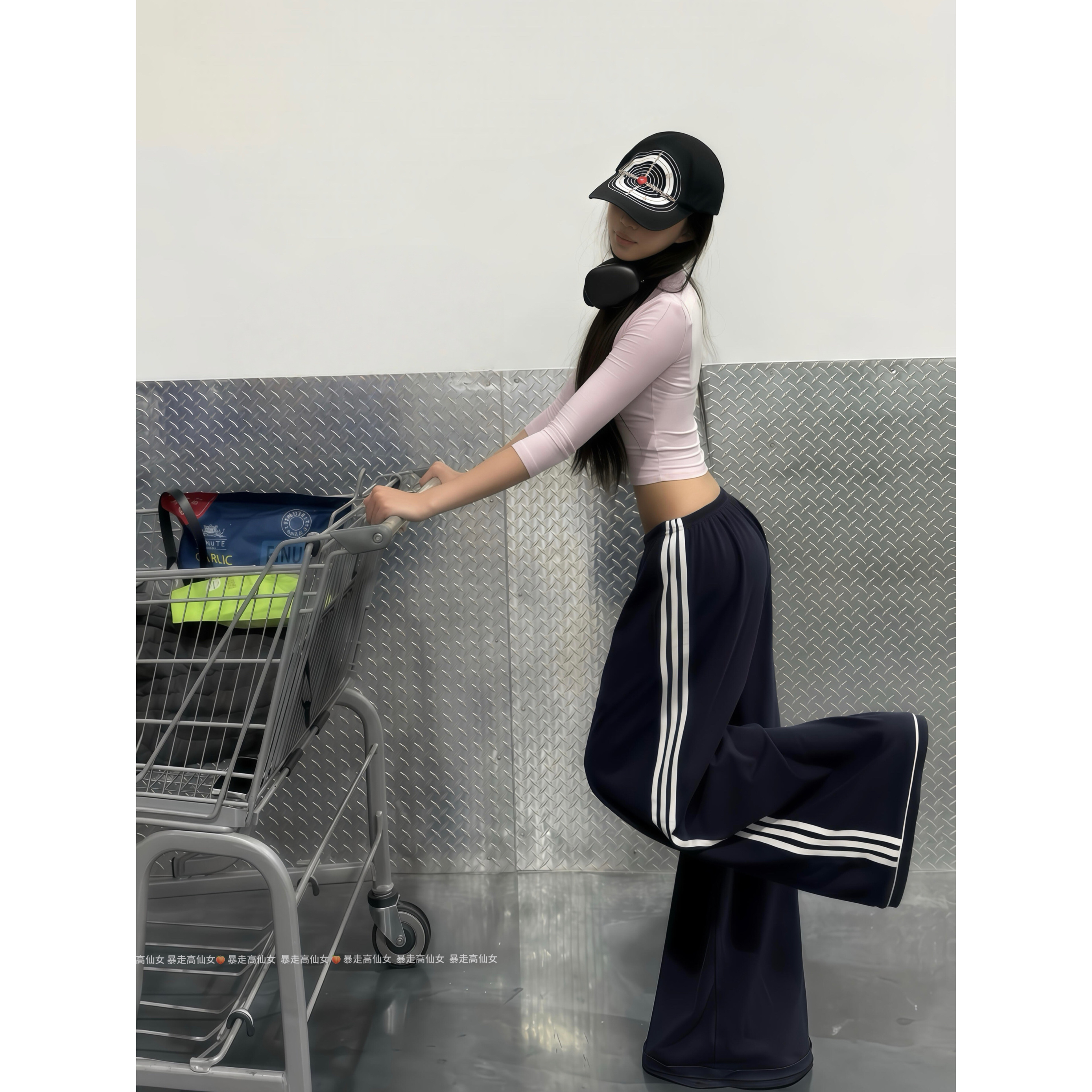 暴走高仙女175高个子美式辣妹运动裤宽松显瘦休闲裤拖地阔腿裤子