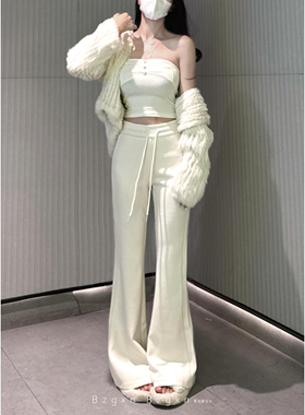 暴走高仙女175高个子加长180秋冬加绒显瘦微喇裤慵懒白色拖地裤女