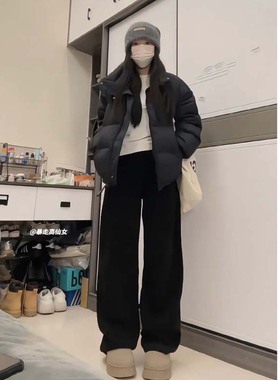 暴走高仙女 秋冬针织软糯垂坠阔腿裤高个子显瘦加长175拖地裤长裤