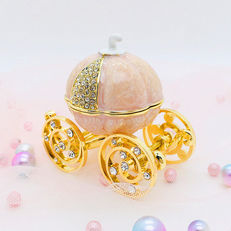 珐琅彩轻奢首饰盒结婚对戒盒兔子马车可爱少女心礼物项链盒礼品盒