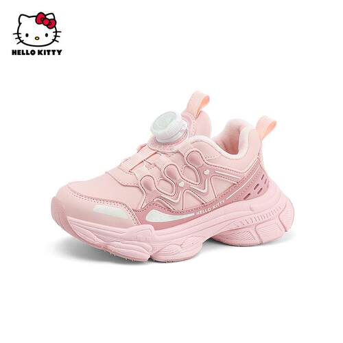 凯蒂猫女童鞋儿童运动鞋冬季新款女孩皮面防水加绒保暖休闲二棉鞋 - 封面
