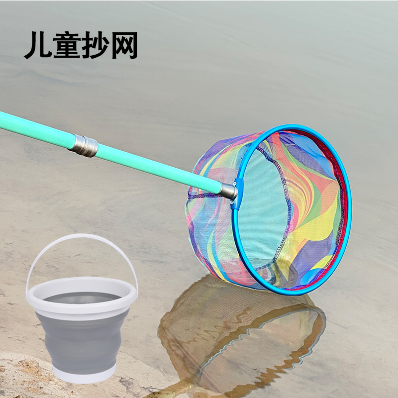 儿童伸缩抄网捞鱼网兜套装户外捕小鱼碳素捉蜻蜓蝴蝶抓昆虫捕虫网
