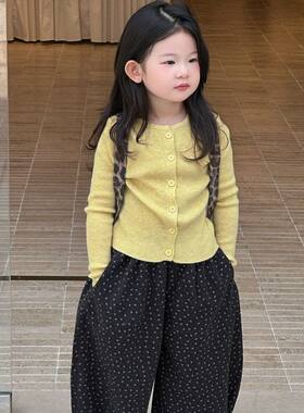 2025秋季新品 韩版童装  女童纯色开衫毛线衣  宝宝修身毛衣外套