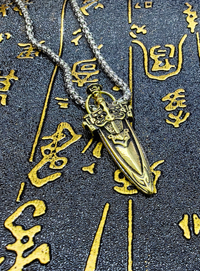 复古青铜剑吊坠两翼青铜箭头项链饕餮貔貅国潮风随身男士霸气配饰