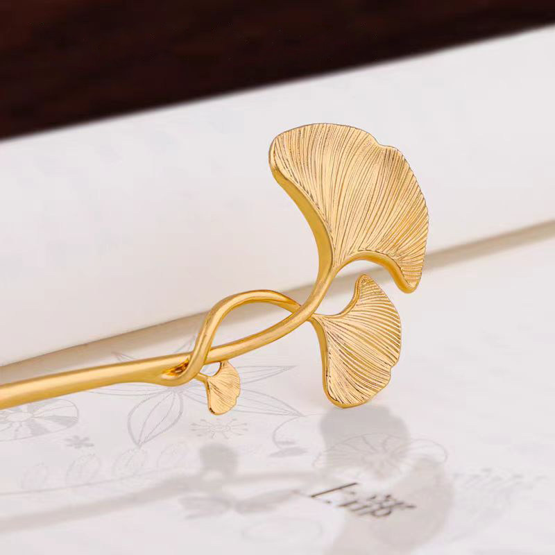 金属黄铜镂空银杏叶书签可发簪女款文艺教师复古中国风学生毕业季