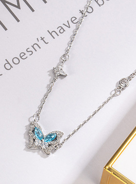 气质小众设计夏季蝴蝶镶钻项链