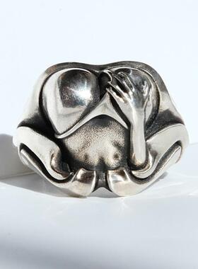 欧美复古暗黑系性感恶魔臀部戒指朋克风男女开口指环潮流手饰礼物