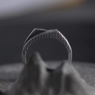 复古做旧崇山双层精雕山峰几何开口戒指环新款男女通用民族风手饰