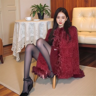 驼鸟毛亮丝呢外套 朱颜凝香 MOSS 12.27