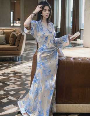 提花高密人丝雨过天青新中式