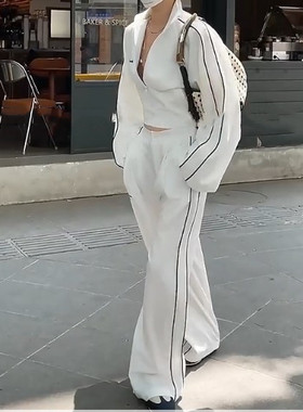 AC大王家高级感时尚休闲运动套装女2022早秋新款设计感宽松运动装