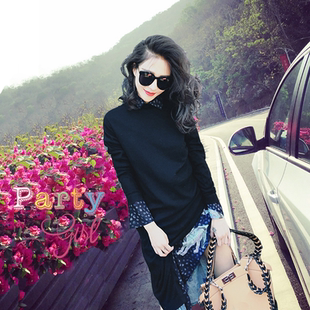 洋气新店 随身版型巨显瘦 中长款的混搭打底T