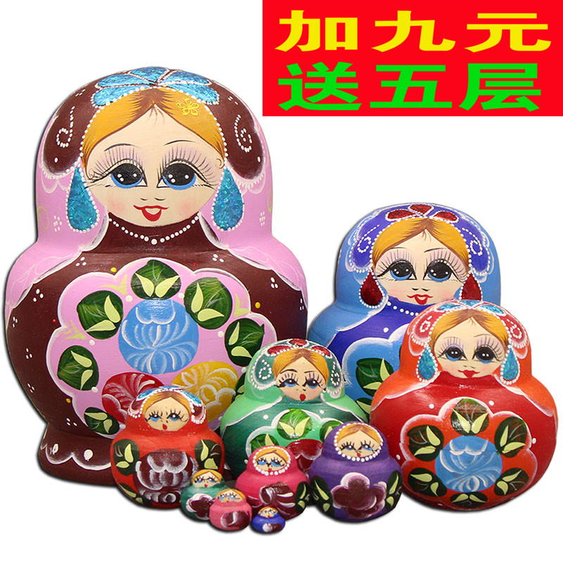 俄罗斯套娃10层正品风干椴木纯手工创意益智玩具彩色礼物包邮101