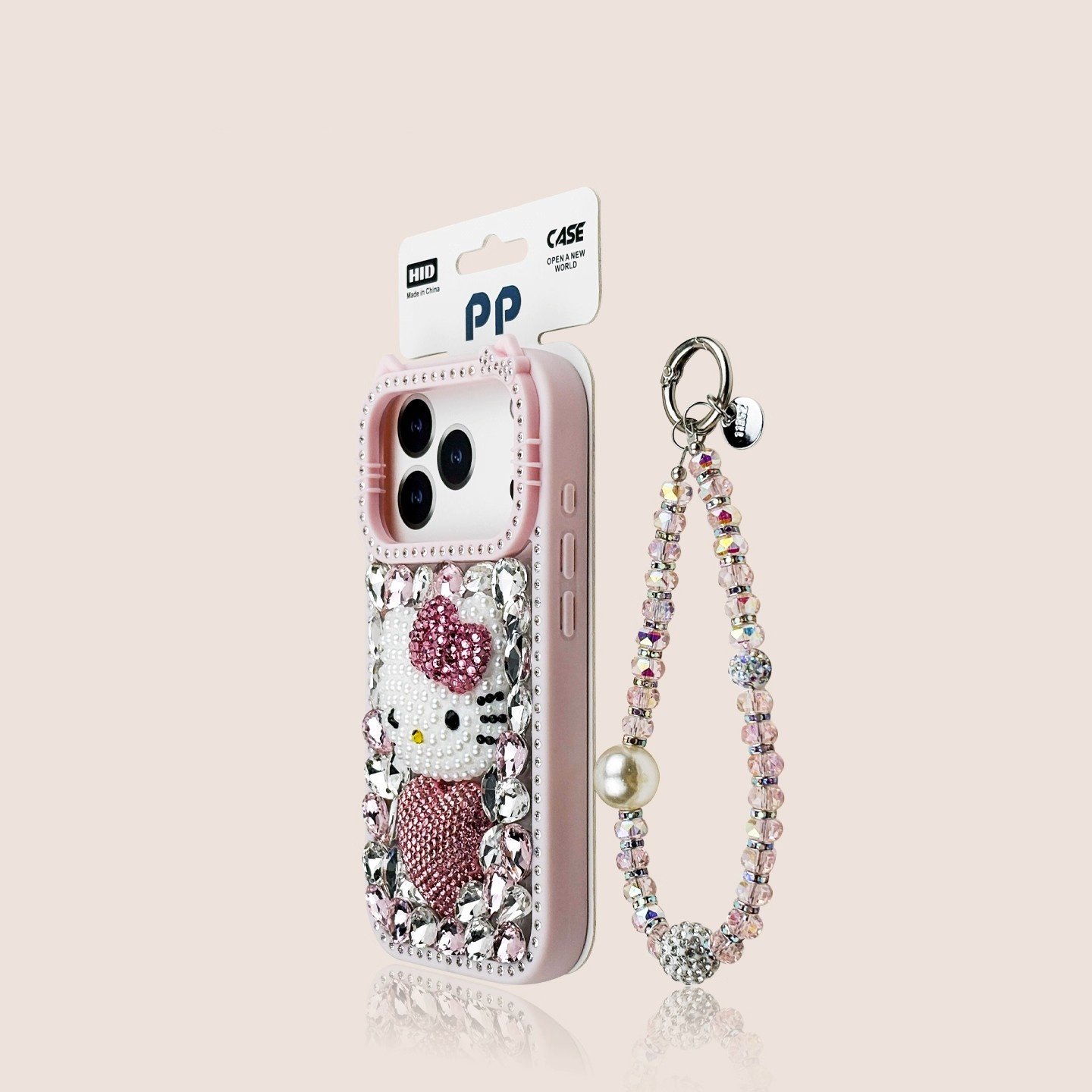 日本DEMIU适用苹果17手机壳粉边立体爱心KT头iphone17promax满钻新款16pro卡通15防摔链条14保护套13情侣Air,3C数码配件,手机保护套/壳,淘宝优惠券,粉丝福利购,淘宝优惠卷