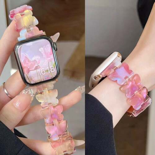 日本DEMIU新款蝴蝶树脂表带适用苹果S11手表applewatch10987通用