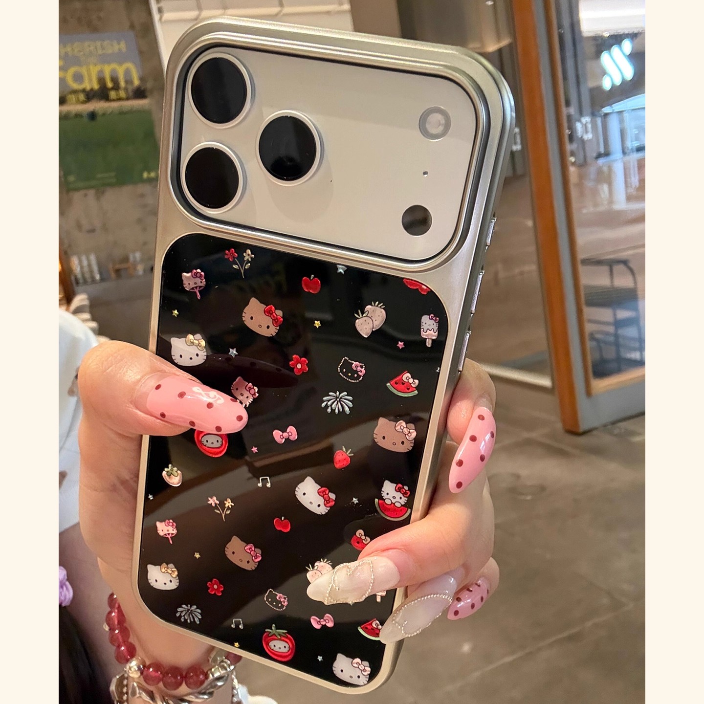 日本DEMIU电镀滴kitty猫适用苹果17promax手机壳iphone17新款16pro保护套14女款13全包防摔15