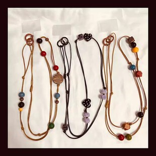 日本DEMIU蜡油格纹星星串珠壳挂绳airpods耳机壳水杯挂饰品