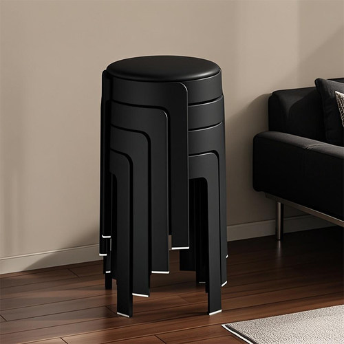 高端加厚软包塑料凳子家用结实耐用客人备用凳可叠放餐饮商用圆凳