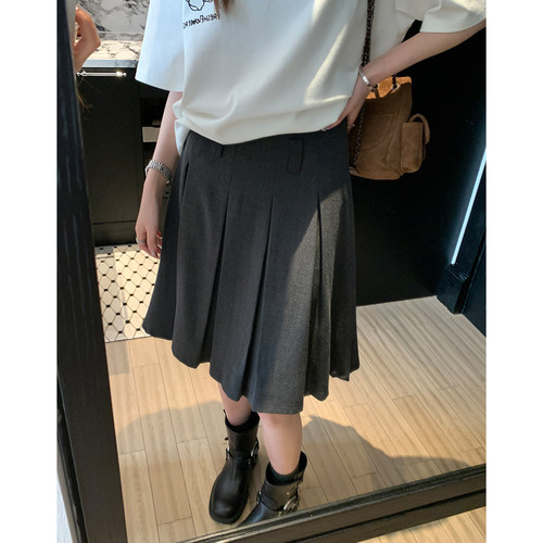 阿一 miu系高智风格雷系a字百褶裙女秋季新款垂坠显瘦半身裙子