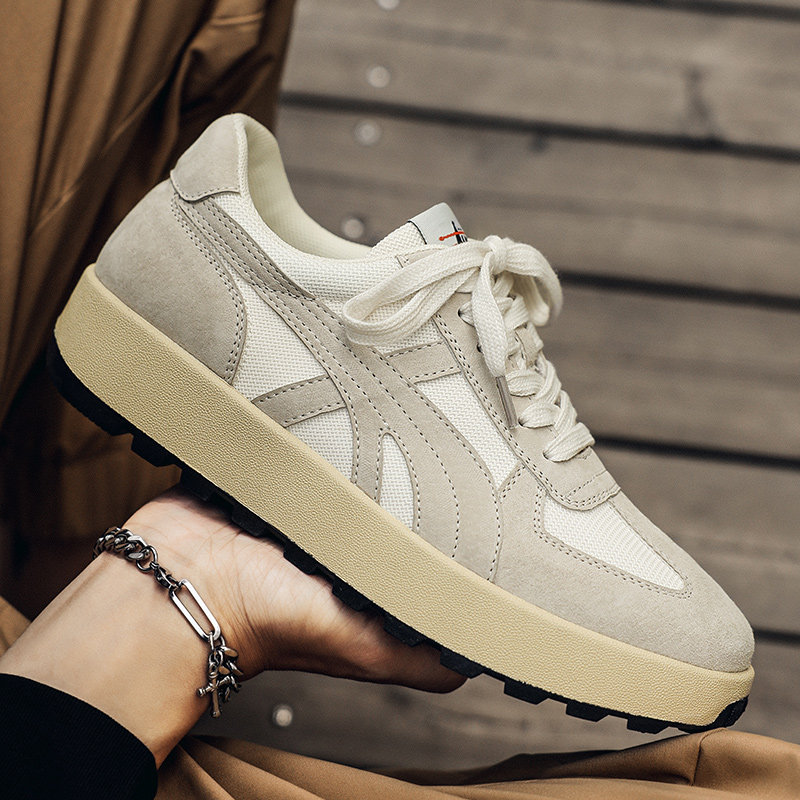 莆田男鞋2026新款潮牌时尚休闲板鞋高级感低帮透气网面德训鞋男款