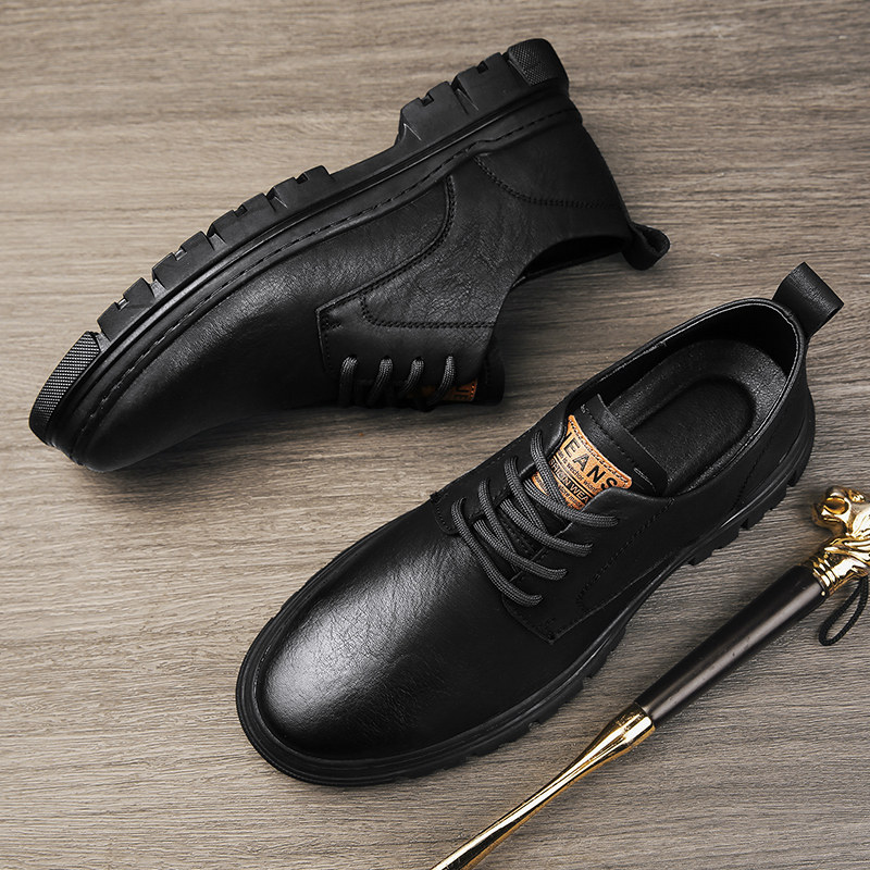 莆田男鞋2026春季新款轻奢英伦风马丁靴男款低帮商务休闲工装皮鞋