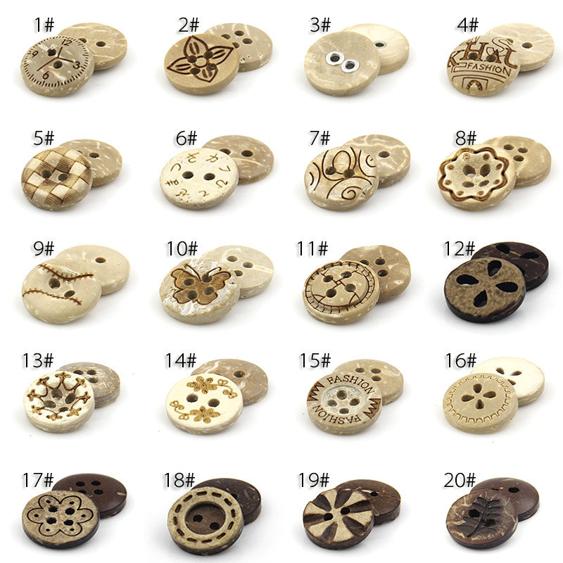 DIY圆形衬衫纽扣女衣服木质扣