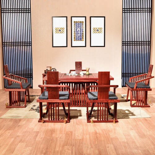 茶台大果紫檀办公室组合实木