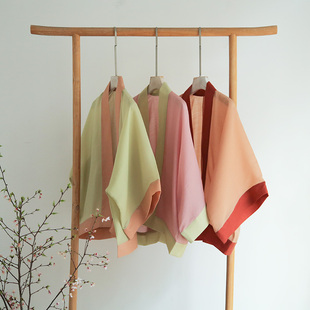 天丝麻提花 貉袖 羞玉颜 对襟印花宋短衫 春下汉服春季