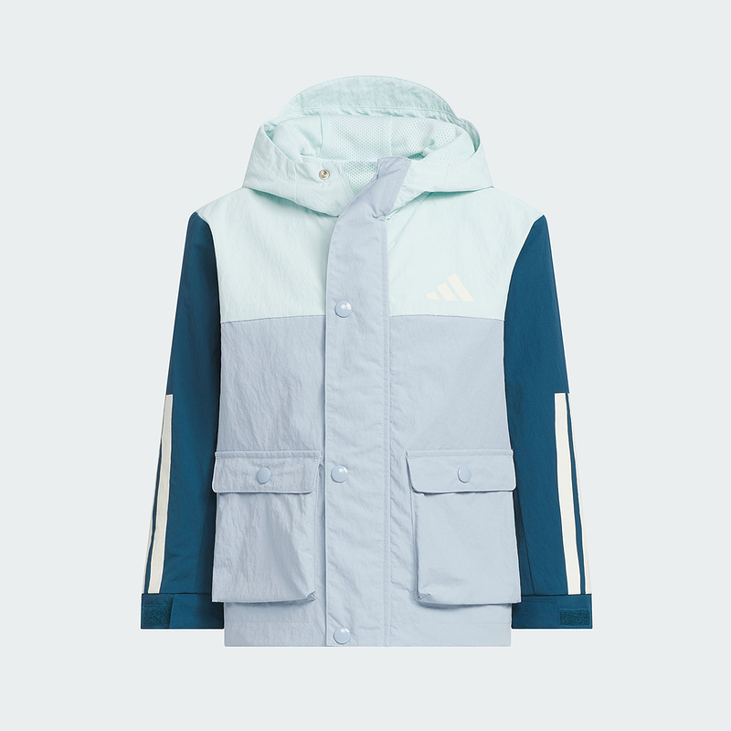 adidas阿迪达斯秋季新款男小童梭织运动宽松连帽夹克外套 KR8348