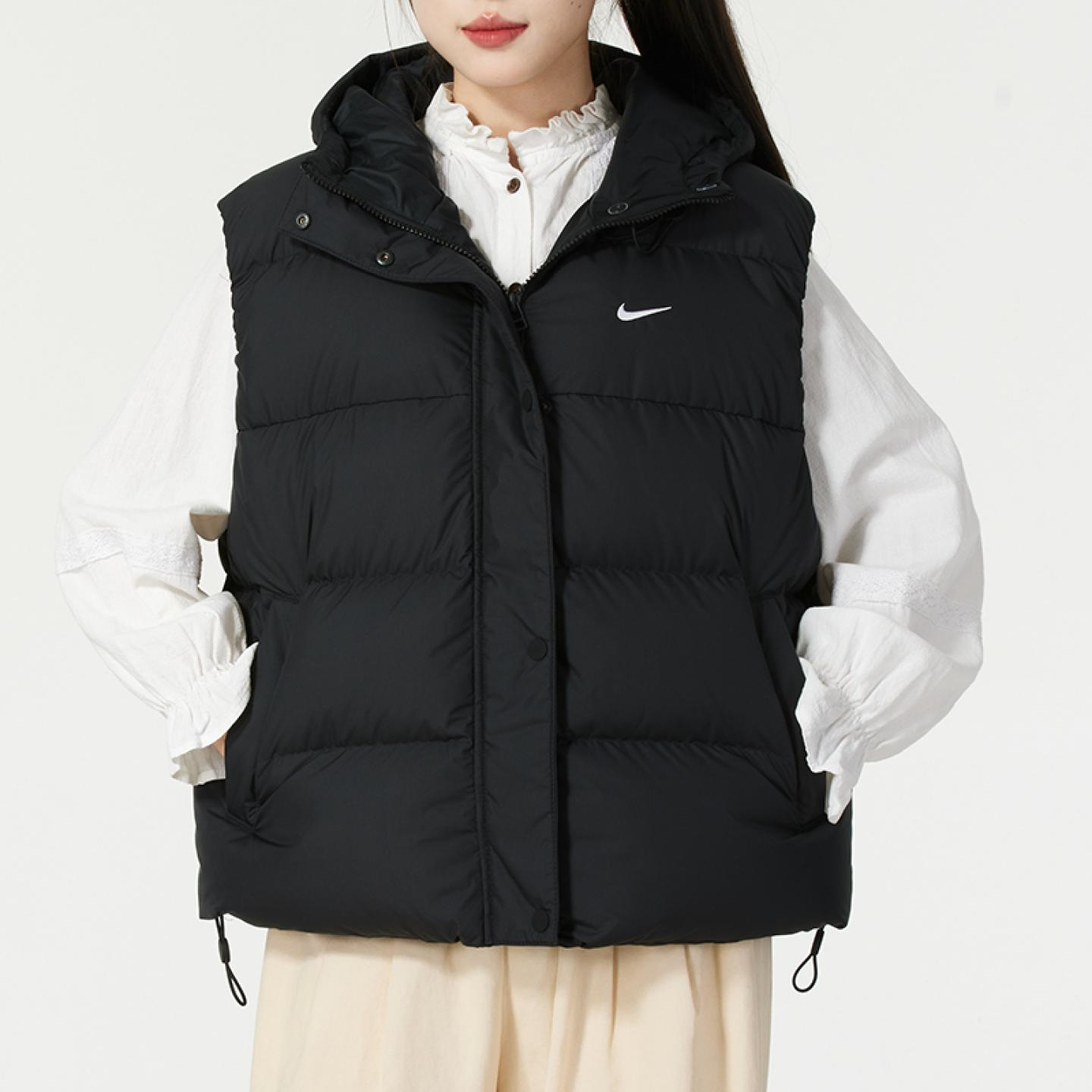 耐克羽绒背心女装春季新款连帽夹克休闲运动服棉羽马甲FZ5933-010