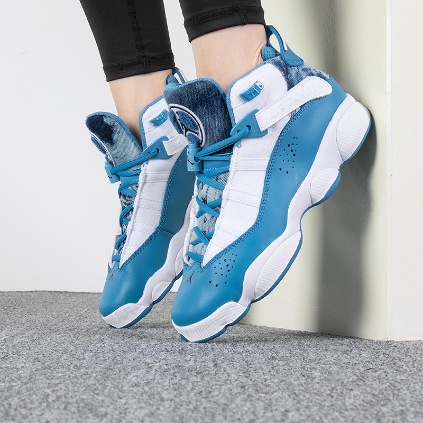 Nike耐克女鞋JORDAN 6 AJ6乔6蓝白运动鞋青少年篮球鞋DM8956-100