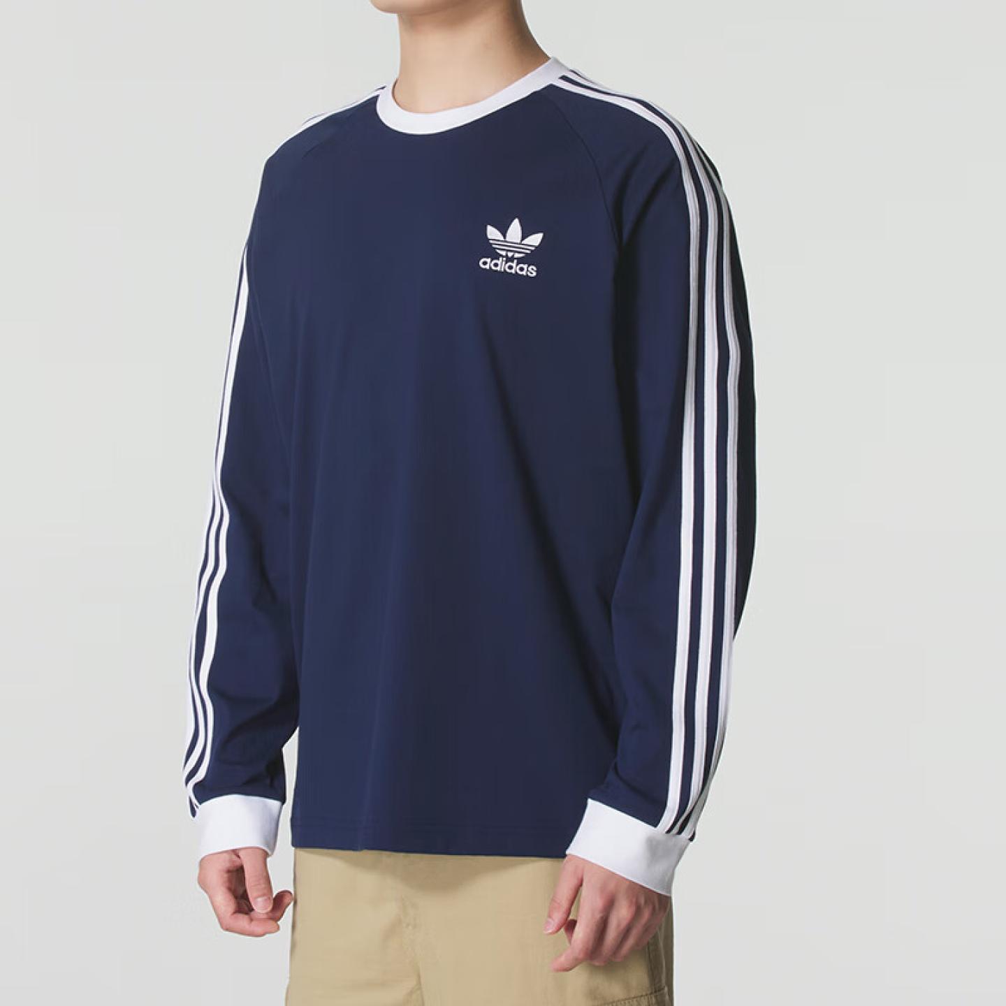 阿迪达斯三叶草男装2025秋季新款长袖T恤撞色休闲圆领上衣IM9428