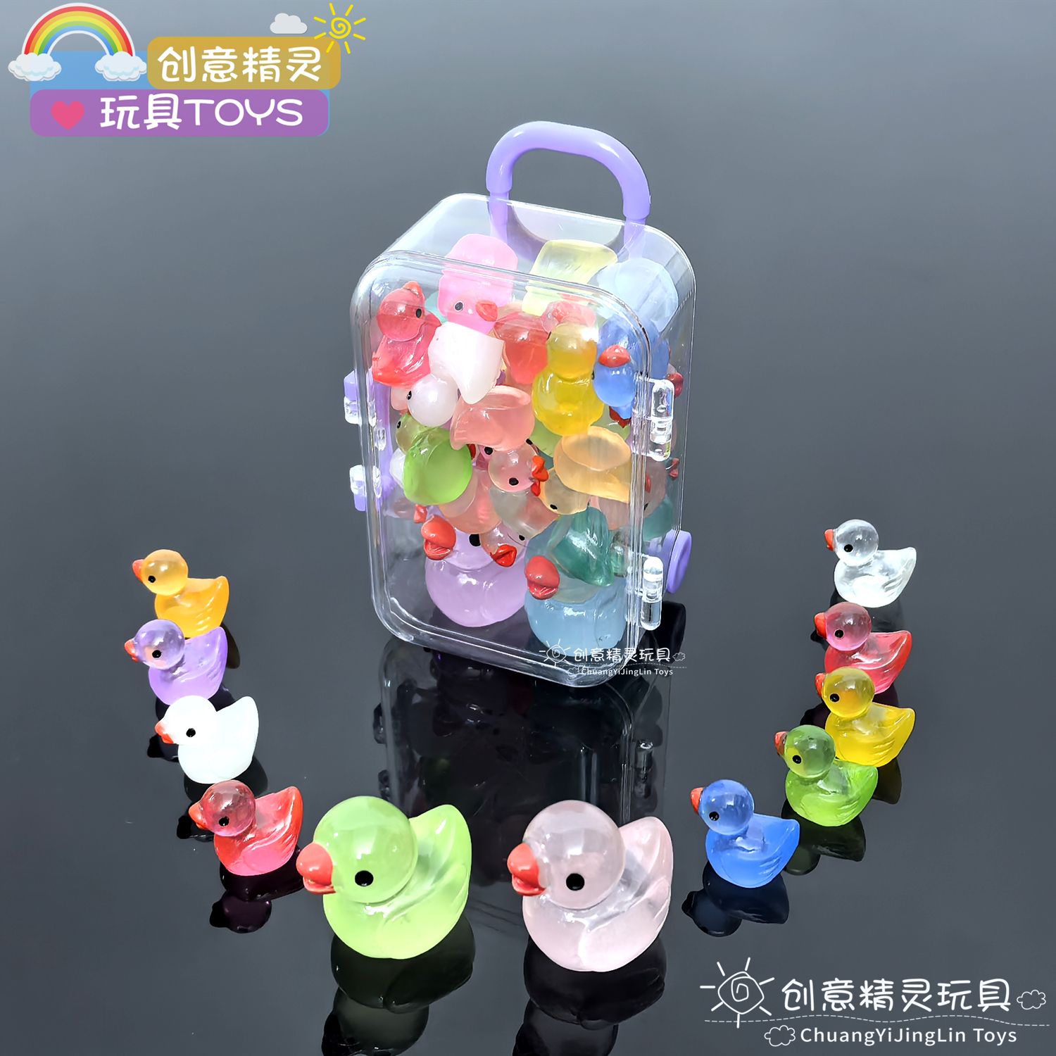 夜光水晶小鸭子发光玩具儿童开学礼物趣玩车载摆件夜市摆摊小玩具