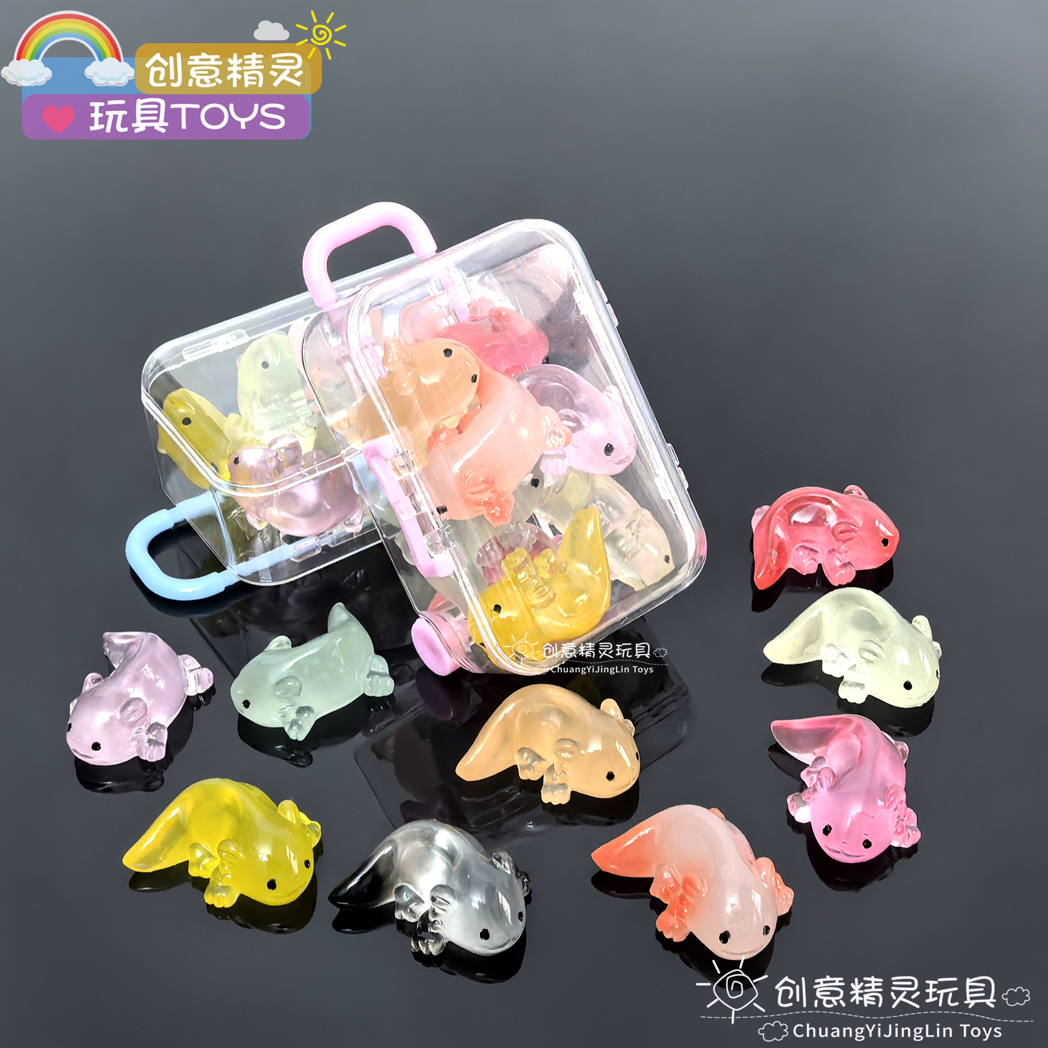 迷你夜光蝾螈可爱玩偶摆件