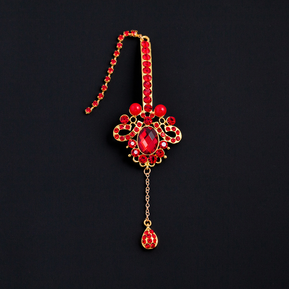 红色水滴镶钻眉心发坠新娘结婚额饰演出头饰婚纱礼服配饰影楼饰品