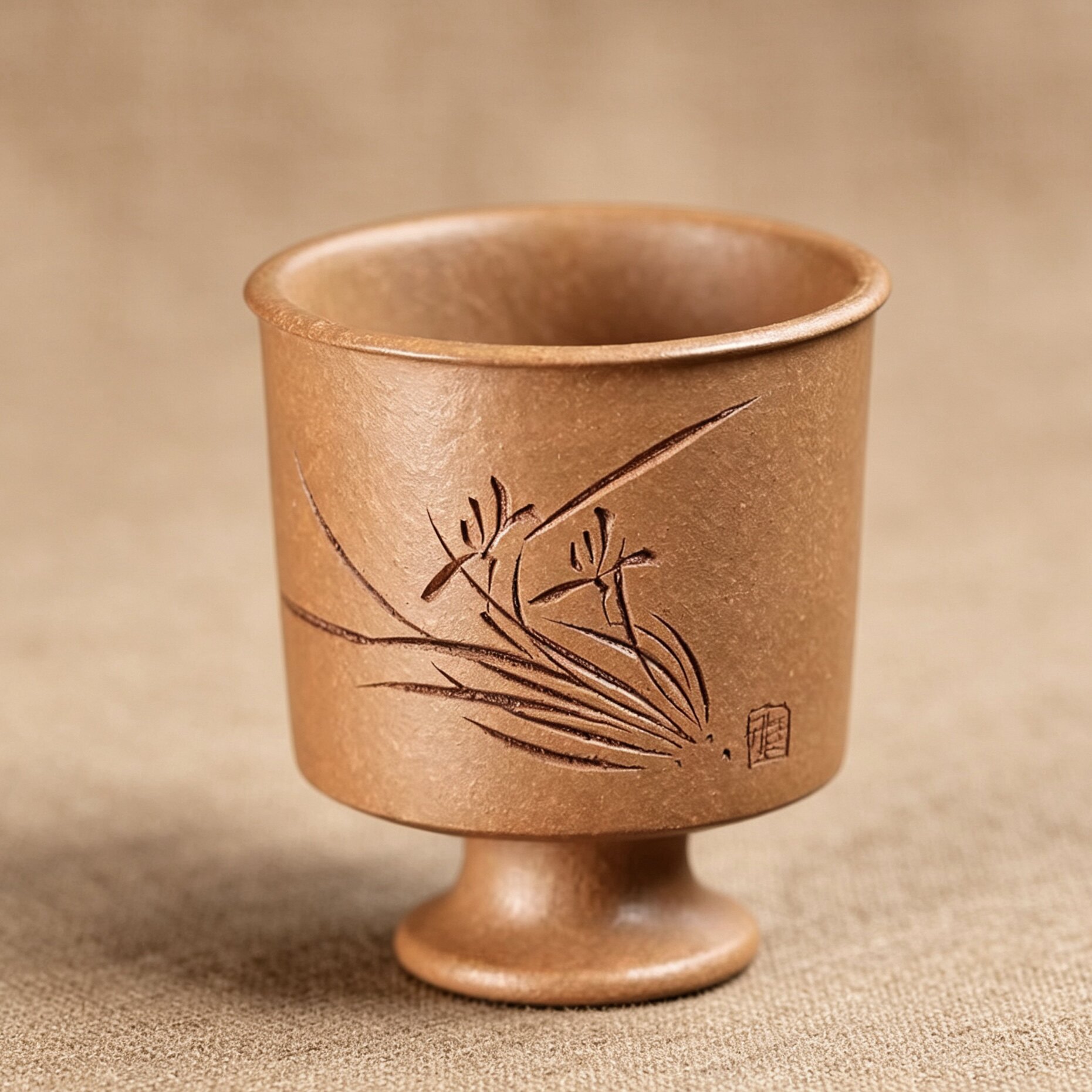 壶缘乐茶器《兰花杯》原矿黄金段泥90CC手工主人杯优雅图片