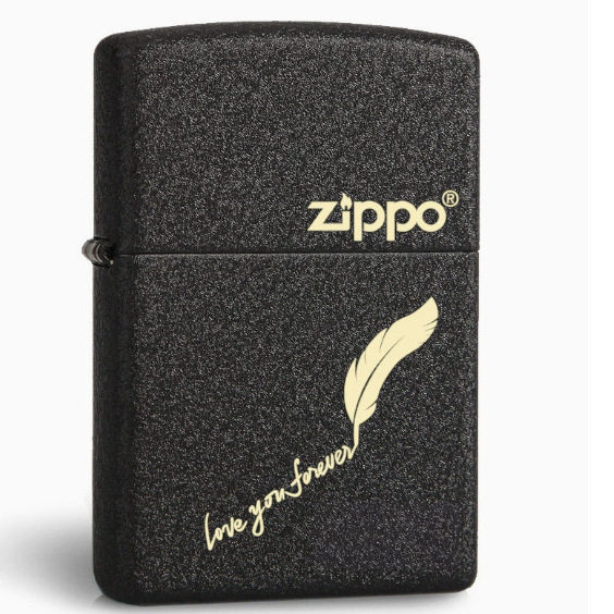 美国Zippo之宝正品防风打火机236黑裂漆羽毛笔记经典复古款送礼物