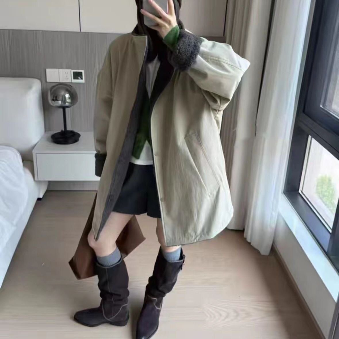 2025秋冬款韩版宽松显瘦派克服加厚棉服休闲上衣中长款风衣外套